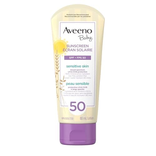 Aveeno Positively Mineral Sensitive Skin Face Lotion SPF 50 Sunscreen ...