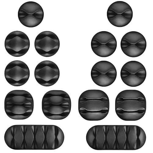 OHill 16-Pack Black Cord Organizer - Adhesive Cable Clips Holder ...