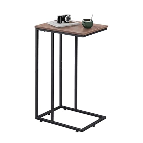 WLIVE C-Shaped End Table with Fabric Drawer