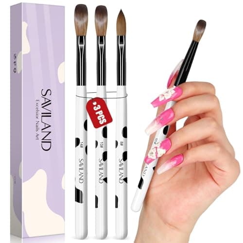 Amazon.com: Saviland 3pcs Acrylic Nail Brush Set, Size 8/10/14 ...