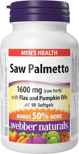 Webber Naturals Saw Palmetto 160mg, BONUS, 60+30 Softgels