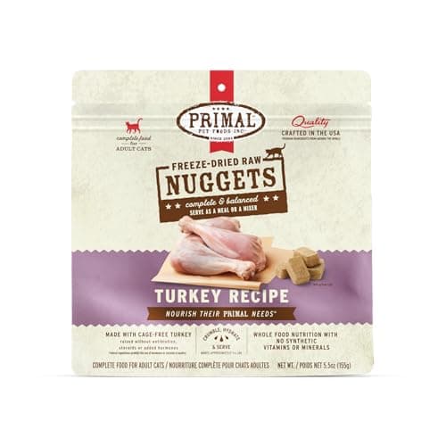 PRIMAL Turkey Formula Nuggets Grain-Free Raw Freeze-Dried Cat Food ...