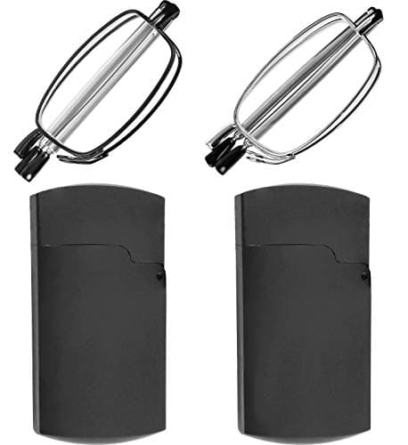 Amazon.com: 2 pares de lentes de lectura negros y lentes plegables ...