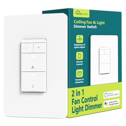Treatlife 2 in 1 Smart Ceiling Fan Control and Dimmer Light Switch ...