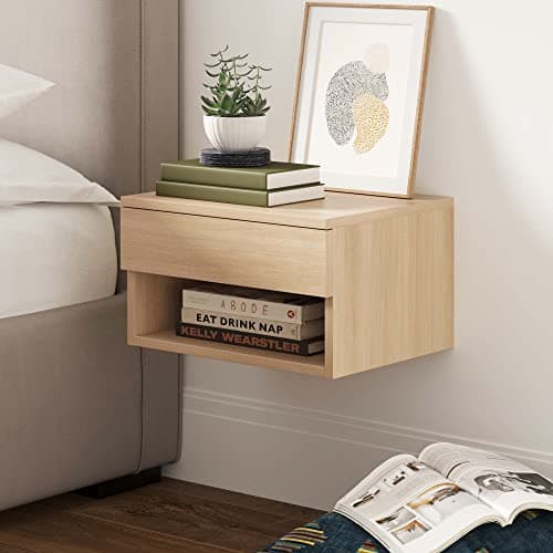 Nathan James 32202 Oraa Round Wood Side Table Fabric Storage, Light ...
