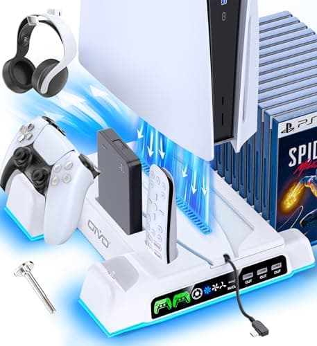 PS5 Stand and Cooling Station with RGB LED Controller Charging ...
