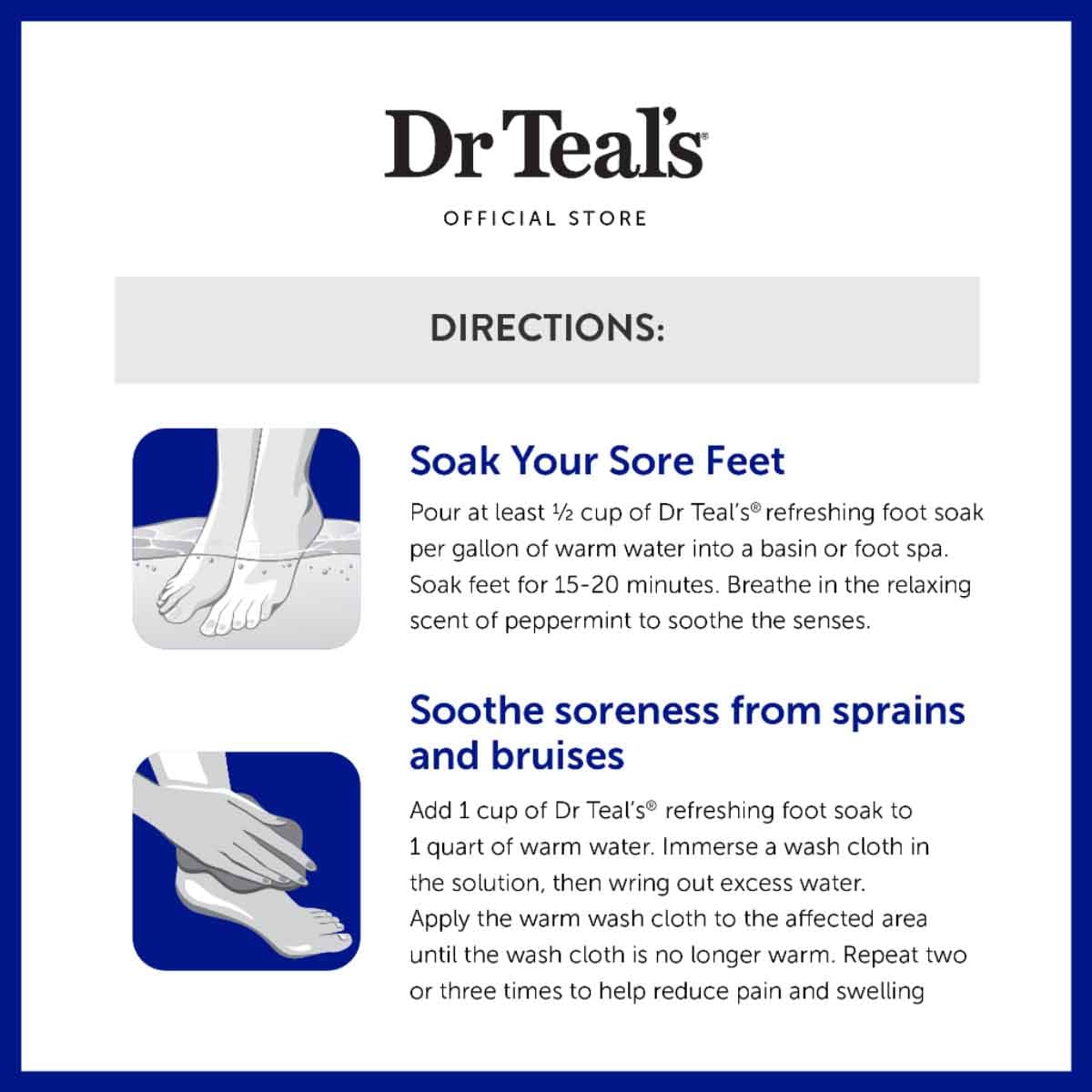 Dr Teal's Foot Care Pure Epsom Salt Refreshing Foot Soak with Cooling ...