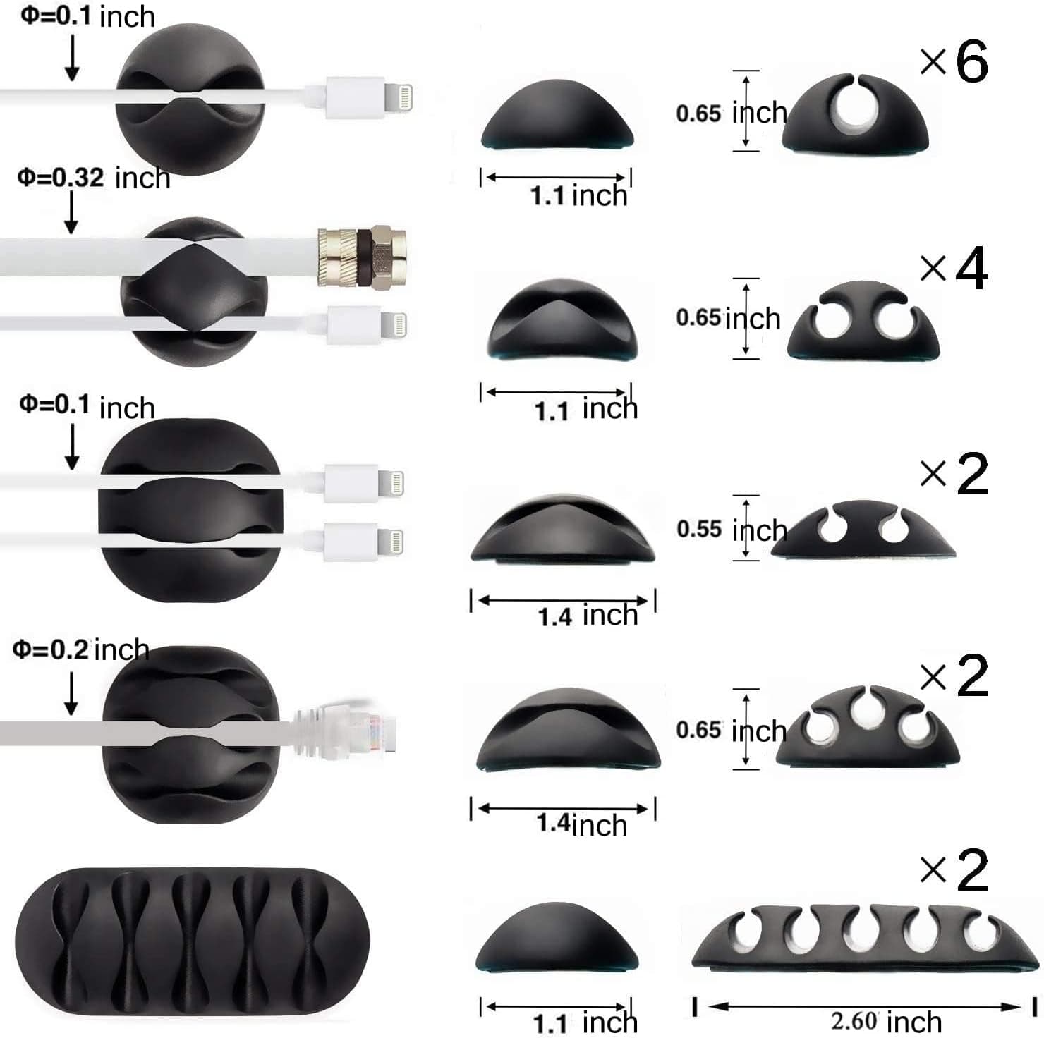 OHill 16 Pack Cable Clips - Self Adhesive Cord Holder & Organizer for ...
